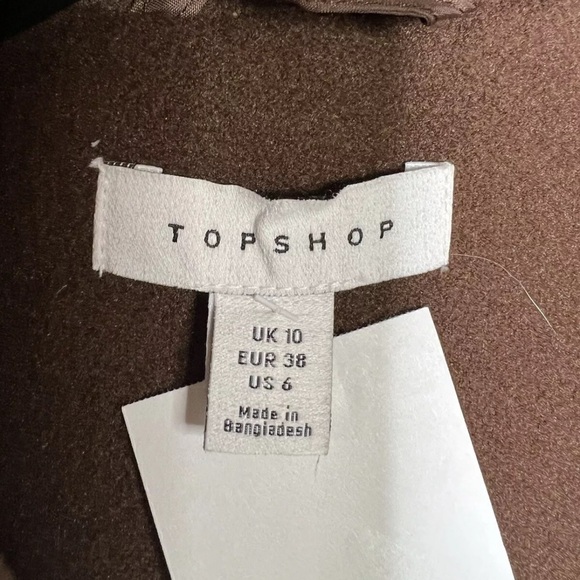 TOPSHOP Double Breasted Long Coat Chocolate Brown Unlined Women - Picture 9 of 13